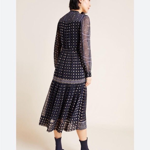 Anthropologie Maeve navy boho dress size 4 - Picture 3 of 9